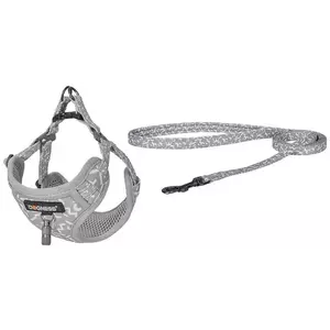 Póráz Dogness walking set leash 1, 5m+harness for dog (light gray) kép