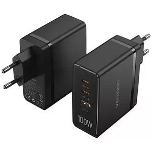 Töltő Vention FEGB0-EU 2xUSB-C 1xUSB-A 100W/100W/30W GaN network charger (black) kép