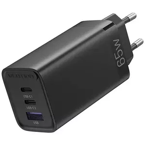 Töltő Vention FEDB0-EU 2xUSB-C 1xUSB-A 65W/30W/30W GaN network charger (black) kép