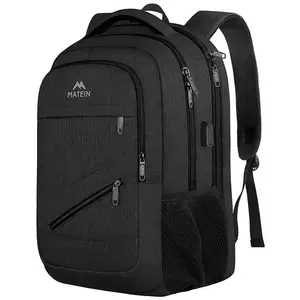 Matein 1035 Black USB 17'' laptop travel backpack kép