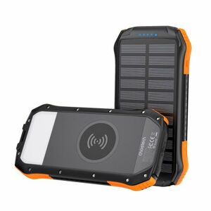 Choetech Solar Power Bank 10000mAh Qi 5W, fekete/narancssárga kép