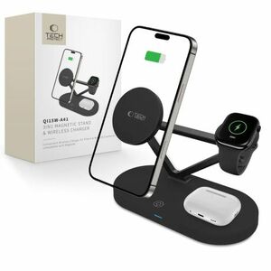 Tech-Protect A41 3in1 töltő mobil / Apple Watch / AirPods 15W, fekete kép