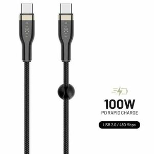 FIXED Fonott töltő-, és adatkábel USB-C/USB-C PD támogatással, 1, 2 m, USB 2.0, 100 W, fekete kép