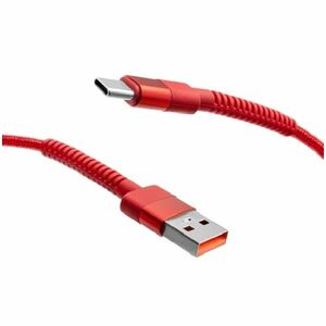 MobilNET Adat-, töltőkábel fonott USB/USB-C, 3A, 1m, piros kép