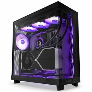 NZXT case H6 Flow RGB / 3x120 mm fan / tempered glass / mesh panel / fekete kép