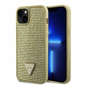 Guess Rhinestones Triangle Metal Logo Tok iPhone 15 számára, arany kép