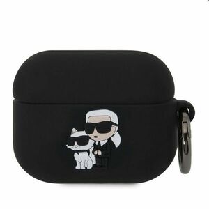 Karl Lagerfeld 3D Logo NFT Karl and Choupette szilikontok Apple AirPods Pro számára, fekete kép