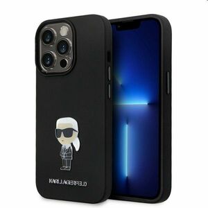 Karl Lagerfeld Liquid Silicone Metal Ikonik hátlapi tok Apple iPhone 15 Pro számára, fekete kép