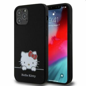 Hello Kitty Liquid Silicone Daydreaming Logo hátlapi tok Apple iPhone 12/12 Pro számára, fekete kép