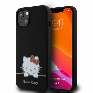 Hello Kitty Liquid Silicone Daydreaming Logo hátlapi tok Apple iPhone 13 számára, fekete kép