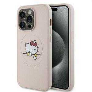 Hello Kitty PU Kitty Asleep Logo MagSafe hátlapi tok Apple iPhone 15 Pro számára, rózsaszín kép