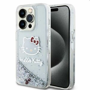 Hello Kitty Liquid Glitter Electroplating Head Logo hátlapi tok Apple iPhone 13 Pro számára, átlátszó kép