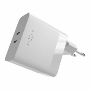 FIXED Hálózati töltő 2x USB-C, PD, 65W, fehér kép