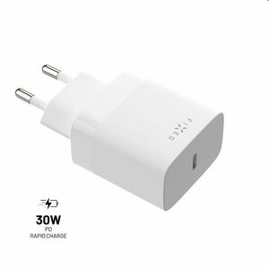 FIXED Hálózati töltő USB-C, PD, 30W, fehér kép