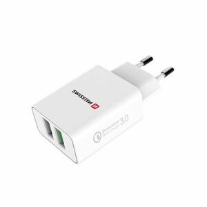 Hálózati adapter Swissten 2x USB QC 3.0 + USB, 23W, fehér kép