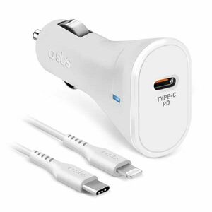 SBS Töltőkészlet az autóba PD USB-C/Lightning, 20 W, fehér kép