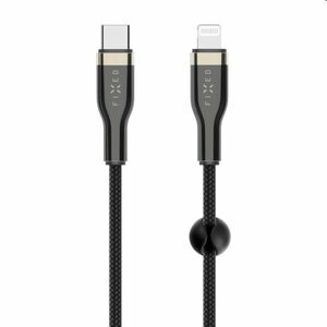 FIXED Fonott adat- és töltőkábel USB-C/Lightning MFI, PD, 0, 5 m, fekete kép