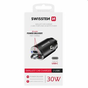 CL nano adapter Swissten Power Delivery 2x USB-C 30W 30 W, fekete kép