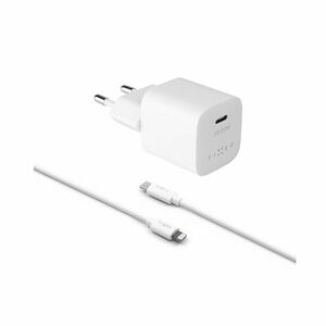 FIXED Mini töltő töltőszett USB-C kimenet és USB-C/Lightning, PD, MFI, 1 m, 20W, fehér kép