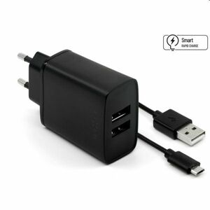 FIXED Hálózati töltő Smart Rapid Charge 2 x USB 15W + kábel USB/micro USB 1m, fekete kép