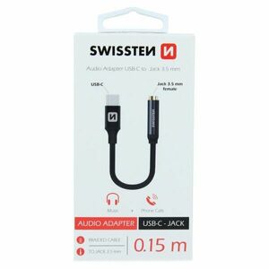 Audió adapter Swissten USB-C/Jack (anya) 0.15m, fekete kép