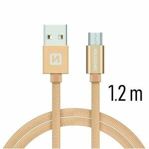 Adatkábel Swissten textil Micro-USB konektorom gyorstöltéssel, Gold kép