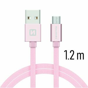 Adatkábel Swissten textil Micro-USB konektorom gyorstöltéssel, Rose Gold kép