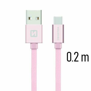 Adatkábel Swissten textil s USB-C konnektorral gyorstöltéssel, Rose Gold kép