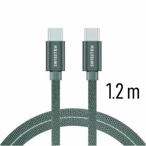 Adatkábel Swissten textil USB-C konnektorral és gyorstöltés támogatással 1, 2 m, szürke kép