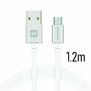 Adatkábel Swissten textilMicro-USB konnektorral és gyorstöltés támogatással 1, 2 m, ezüst kép