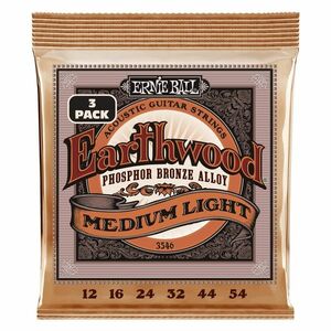 Ernie Ball 3546 Earthwood Phosphor Bronze Medium-Light 3 Pack kép