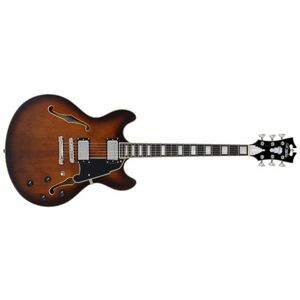 D'Angelico Premier DC Brown Burst Félakusztikus - jazz-gitár kép