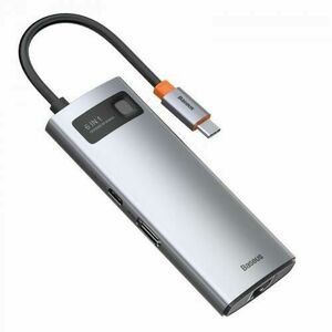 Baseus Metal Gleam Széria 6 az 1-ben Hub USB-C, 3x USB 3.0 + HDMI + USB-C PD + Ethernet RJ45, szürke kép