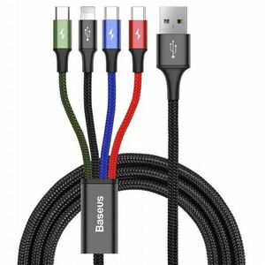 Baseus Rapid Series 4 az 1-ben USB-kábel 2xUSB-C / Lightning / Micro 3, 5A 1, 2 m, fekete kép