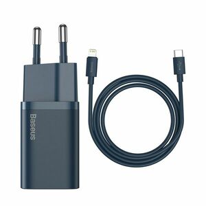 Baseus Super Si Quick Charger 1C 20W fali töltő + USB-C - Lightning kábel 1m, kék kép