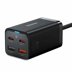 Baseus GaN3 Pro gyorstöltő 2xUSB/2xType-C 65W, fekete kép