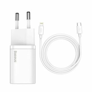 Baseus Super Si 1C hálózati gyorstöltő + 1m USB C-Lightning kábel 20W, fehér kép