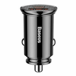 Baseus USB-A/USB-C Dual PD3.0 QC4.0 30W autós töltő, fekete kép