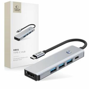 Tech-Protect HB01 HUB adapter USB-C - 3x USB 3.0 / HDMI 4K / USB-C 100W, szürke kép