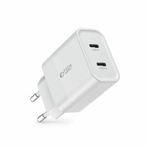 Tech-Protect C20W hálózati töltő adapter 2x USB-C 20W PD, fehér kép