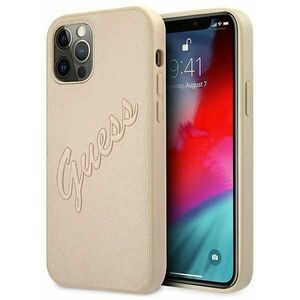 Apple iPhone 12 Pro Max Saffiano Vintage Script cover gold (GUHCP12LRSAVSLG) kép