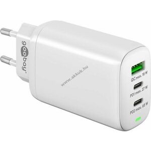 USB-C Power Delivery 3 portos gyorstöltő, 65W, fehér kép