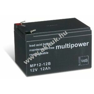 Ólom akku 12V 12Ah (Multipower) típus MP12-12B - VDS-minősítéssel (csatlakozó: F2) - Kiárusítás! kép