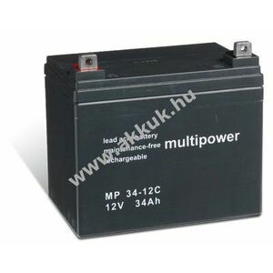 Ólom akku 12V 34Ah (Multipower) típus MPC34-12 ciklusálló, ciklikus M6 32Ah, 33Ah, 35Ah kép