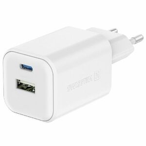 SWISSTEN GaN network adapter 1x USB-C 45 W PD + 1x USB-A 18 W QC, white kép