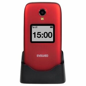 Evolveo EasyPhone FS, kihajthatós 2.8" mobiltelefon időseknek töltőállvánnyal, piros kép