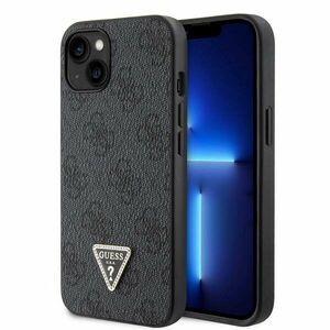 Guess PU 4G Strass Triangle Metal Logo Hátlapi tok iPhone 15 számára, fekete kép