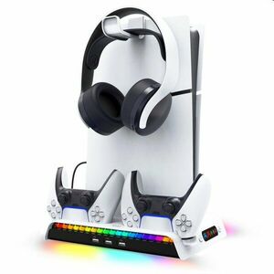 iPega PlayStation 5 Slim, Dualsense, Pulse 3D RGB dock w/ cooling, white kép