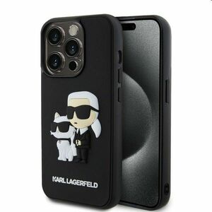 Karl Lagerfeld 3D Rubber Karl and Choupette tok Apple iPhone 13 Pro számára, fekete kép