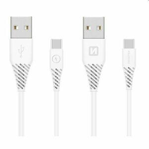 Swissten Data kábel Textile USB / USB-C 1.5 m, fehér kép